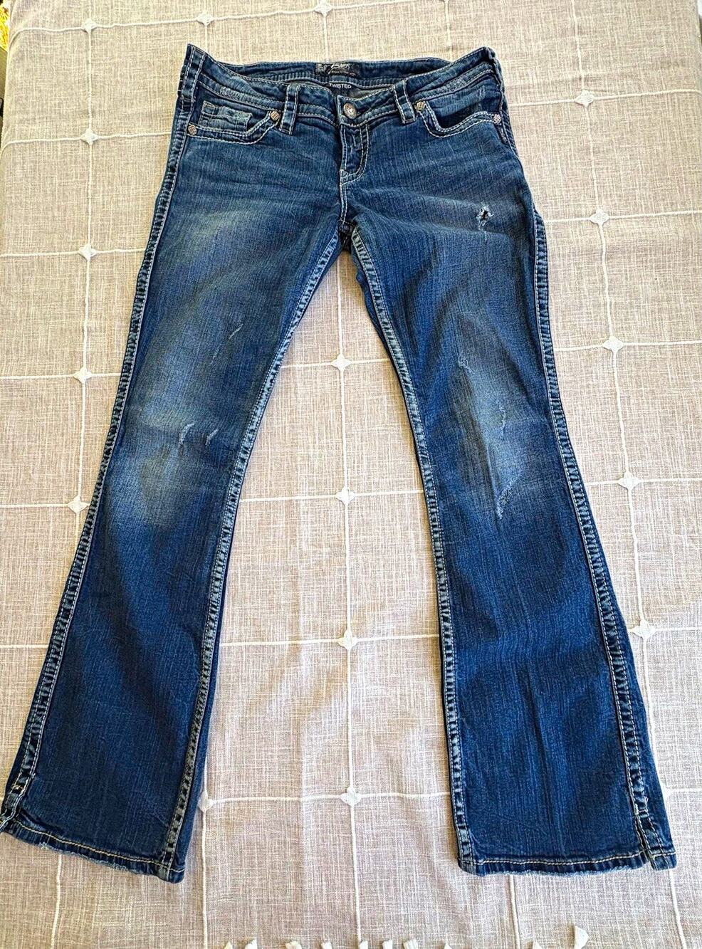 Silver Jeans Co. Twisted Women's Bootcut Medium Wash Blue Denim 32x35 5-Pocket